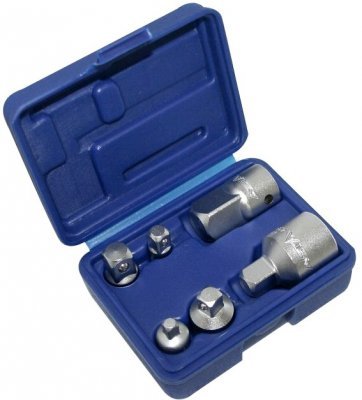 Redukce čtyřhrany 1/4", 3/8", 1/2", 3/4", různé adaptéry, sada 6 ks - ASTA A-6HAS