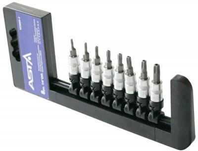 Zástrčné hlavice TORX s otvorem 1/4", TX8 - TX40, sada 8 ks - ASTA BITSET-81/4T