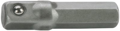 Adaptér z hrotu 1/4" na čtyřhran 1/4", L 26mm FORTUM