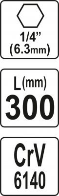 Prodlužovací adaptér ohebný 1/4" 300mm Yato YT-14001