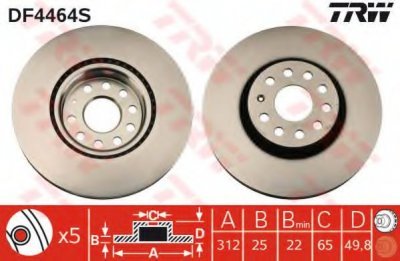Brzdový kotouč TRW DF4464S přední levý nebo pravý