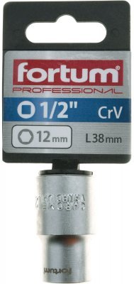 Hlavice nástrčná 1/2", 12mm, L 38mm FORTUM