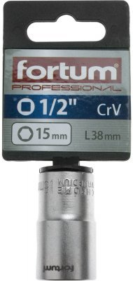 Hlavice nástrčná 1/2", 15mm, L 38mm FORTUM
