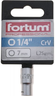 Hlavice nástrčná 1/4", 7mm, L 25mm FORTUM