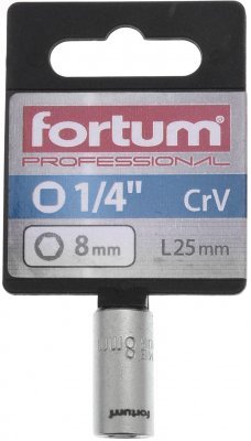Hlavice nástrčná 1/4", 8mm, L 25mm FORTUM