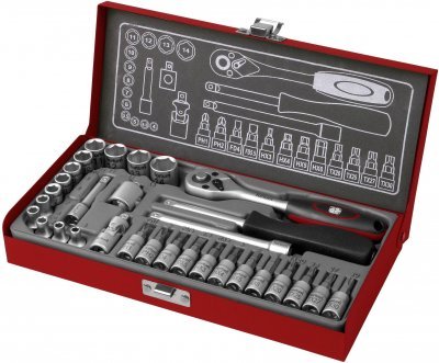Hlavice nástrčné a zástrčné, sada 31ks, 1/4" FORTUM