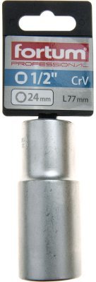 Hlavice nástrčná prodloužená 1/2", 24mm, L 77mm FORTUM
