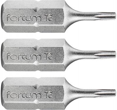 Hrot TORX 1/4", sada 3ks, T6x25mm, S2 FORTUM