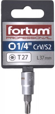 Hlavice zástrčná 1/4" hrot TORX, T 27, L 37mm FORTUM