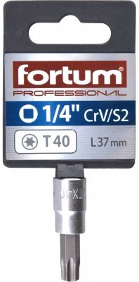 Hlavice zástrčná 1/4" hrot TORX, T 40, L 37mm FORTUM