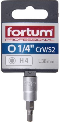 Hlavice zástrčná 1/4" imbus 1/4", H 4, L 38mm FORTUM