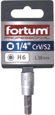 Hlavice zástrčná 1/4" imbus, H 6, L 38mm FORTUM