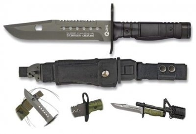 Nůž s pevnou čepelí K25 32067 BAYONET s pouzdrem černý