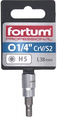 Hlavice zástrčná 1/4" imbus, H 5, L 38mm FORTUM