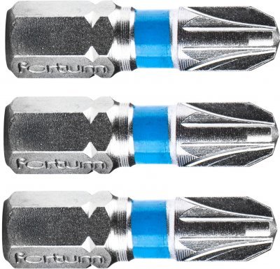 Hrot křížový pozidriv, sada 3ks, PZ 3x25mm, S2 FORTUM