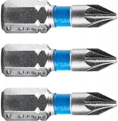 Hrot křížový pozidriv, sada 3ks, PZ 1x25mm, S2 FORTUM