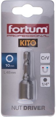 Klíč nástrčný magnetický 1/4" stopka, 10x48mm, CrV FORTUM