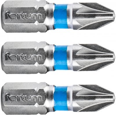 Hrot křížový pozidriv, sada 3ks, PZ 2x25mm, S2 FORTUM