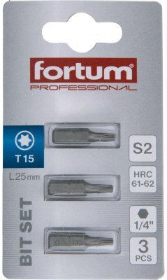 Hrot TORX, sada 3ks, T 15x25mm, S2 FORTUM