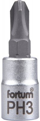 Hlavice zástrčná 1/4" hrot křížový, PH 3, L 37mm FORTUM