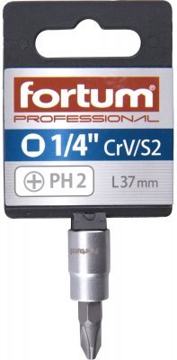 Hlavice zástrčná 1/4" hrot křížový, PH 2, L 37mm FORTUM