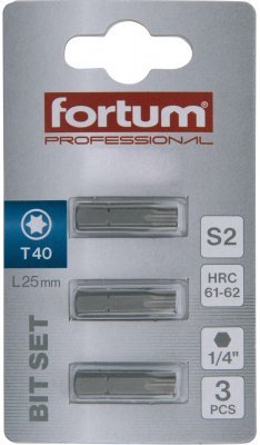Hrot TORX, sada 3ks, T 40x25mm, S2 FORTUM