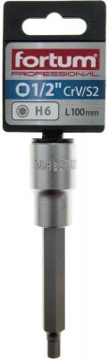 Hlavice zástrčná 1/2" prodlouž. imbus, H 6, L 100mm FORTUM