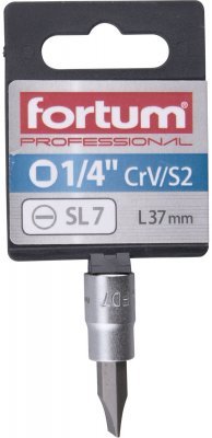 Hlavice zástrčná 1/4" hrot plochý, 7mm, L 37mm FORTUM