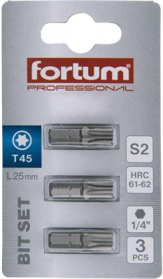 Hrot TORX, sada 3ks, T 45x25mm, S2 FORTUM