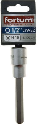 Hlavice zástrčná 1/2" prodlouž. imbus, H 10, L 100mm FORTUM