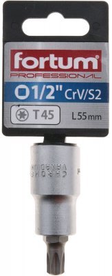 Hlavice zástrčná 1/2" hrot TORX, T45, L 55mm FORTUM