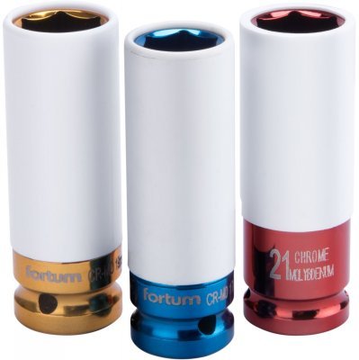 Hlavice nástrčné rázové 1/2", sada 3ks, 17-19-21mm, L 86mm FORTUM