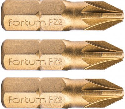 Hrot křížový pozidriv, sada 3ks, PZ 2x25mm,titan. úprava, S2 FORTUM