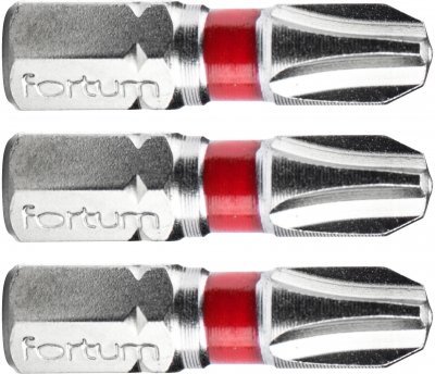Hrot křížový phillips, sada 3ks, PH 3x25mm, S2 FORTUM