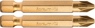 Hrot křížový pozidriv, sada 2ks, PZ 2x50mm,titan. úprava, S2 FORTUM
