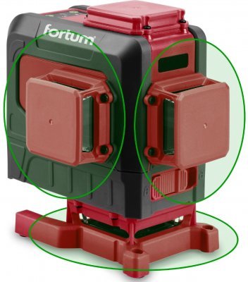 Laser zelený 3D liniový, křížový samonivelační FORTUM