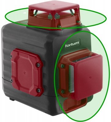 Laser zelený 2D liniový, křížový samonivelační FORTUM