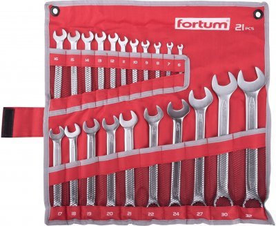 Klíče očkoploché, sada 21ks, 6-32mm FORTUM