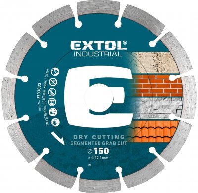 Kotouč diamantový řezný segmentový Grab Cut, suché řezání, ⌀150x22,2x2,3mm EXTOL INDUSTRIAL