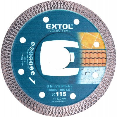 Kotouč diamantový řezný, turbo Thin Cut, suché i mokré řezání, ⌀115x22,2x1,5mm EXTOL INDUSTRIAL