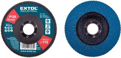 Kotouč lamelový šikmý zirkonový, P120,⌀115mm EXTOL INDUSTRIAL