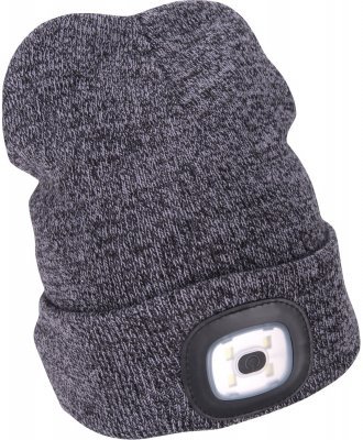 Čepice s čelovkou 4x45lm, USB nabíjení, šedá/černá, univerzální velikost EXTOL LIGHT