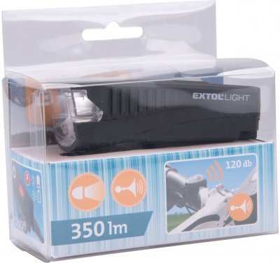 Světlo bílé na kolo 350lm, USB nabíjení, klakson, 5W LED EXTOL LIGHT