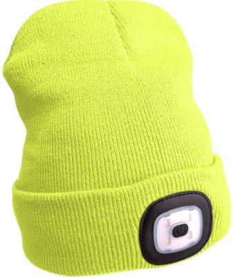 Čepice s čelovkou 4x45lm, USB nabíjení, fluorescentní žlutá, univerzální velikost EXTOL LIGHT