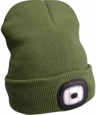 Čepice s čelovkou 4x45lm, USB nabíjení, tmavě zelená, univerzální velikost EXTOL LIGHT