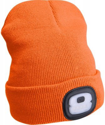 Čepice s čelovkou 4x25lm, USB nabíjení, fluorescentní oranžová, ECONOMY, univerzální velikost EXTOL LIGHT