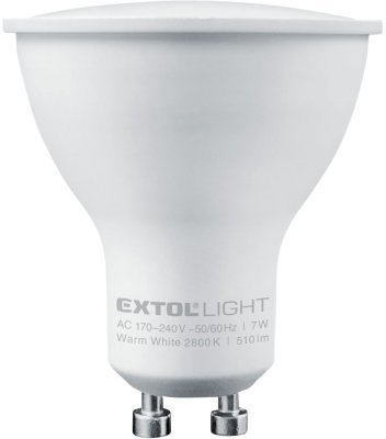 Žárovka LED reflektorová, 7W, 510lm, GU10, teplá bílá EXTOL LIGHT