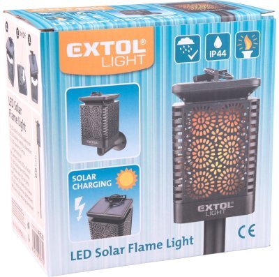 Pochodeň LED s plamenem, solární nabíjení, 12x LED EXTOL LIGHT