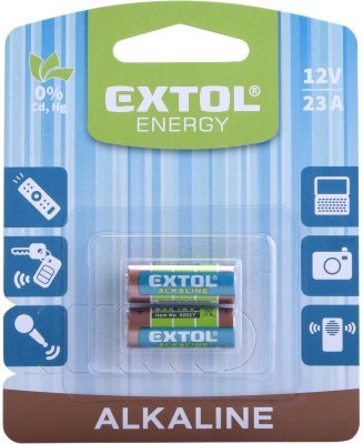 Baterie alkalické, 2ks, 12V (A23) EXTOL ENERGY