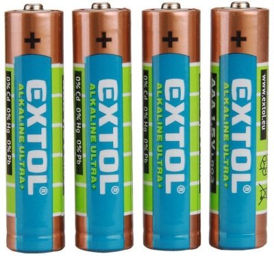 Baterie alkalické, 4ks, 1,5V AAA (LR03) EXTOL ENERGY